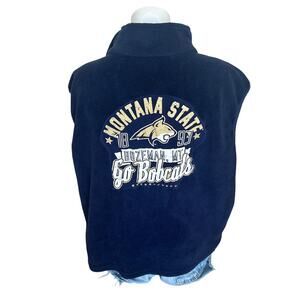 Montana State Bobcat Fleece Vest  XL Football Unique Tailgate MSU Oversized Blue